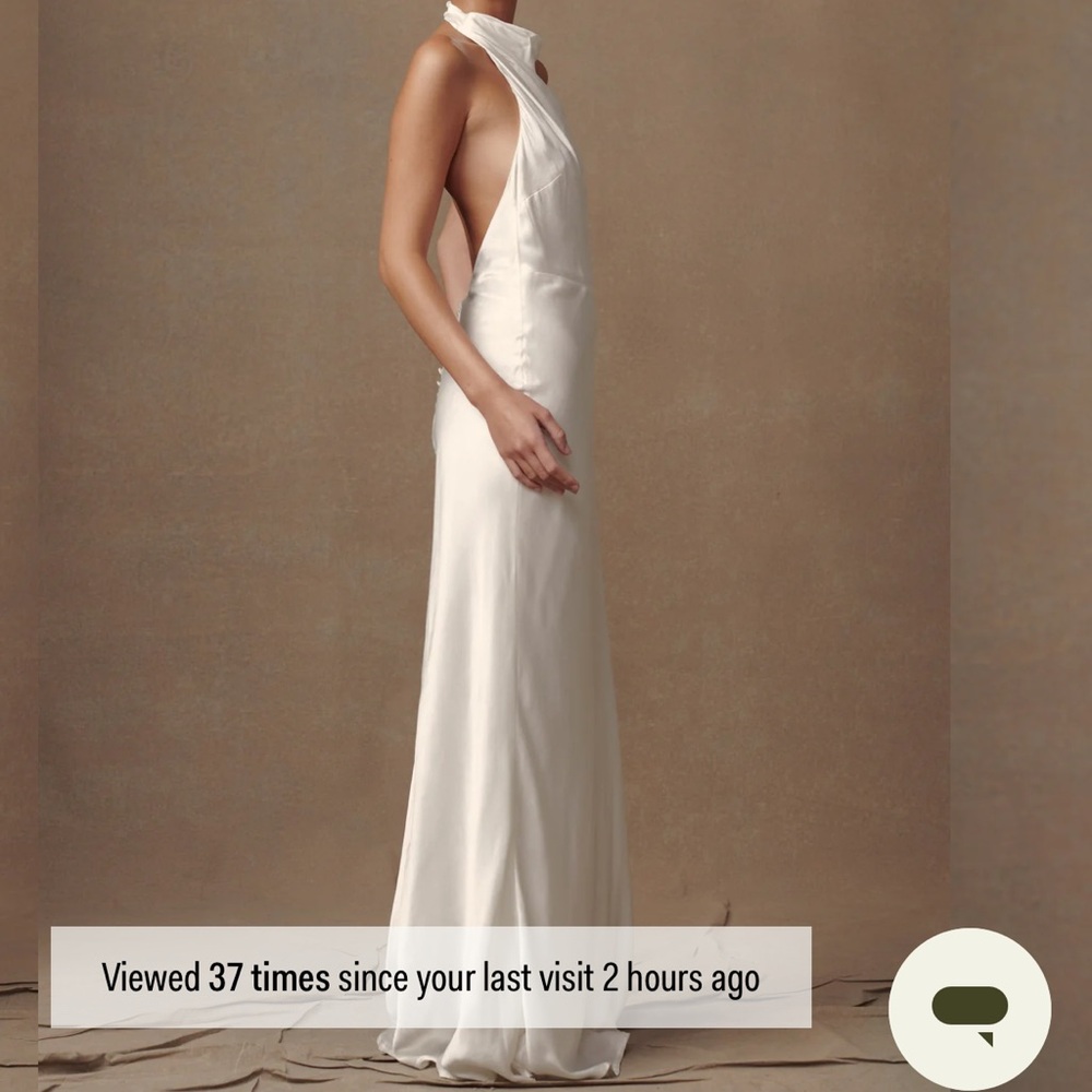 ESTHER - Iridescent Satin Cowl Maxi Dress - Ivory - Picture 4 of 4